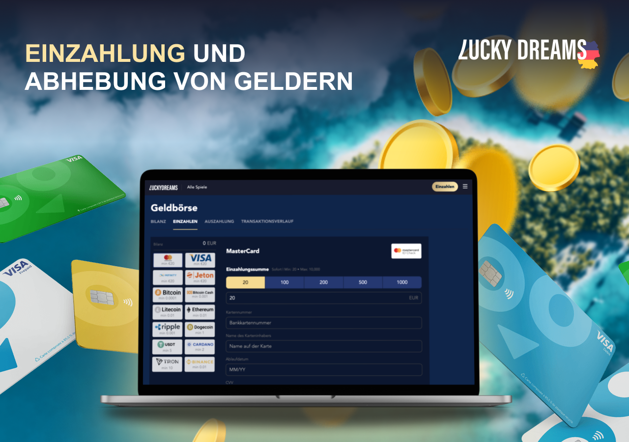 Verfügbare Zahlungen auf der Lucky Dreams-Plattform
